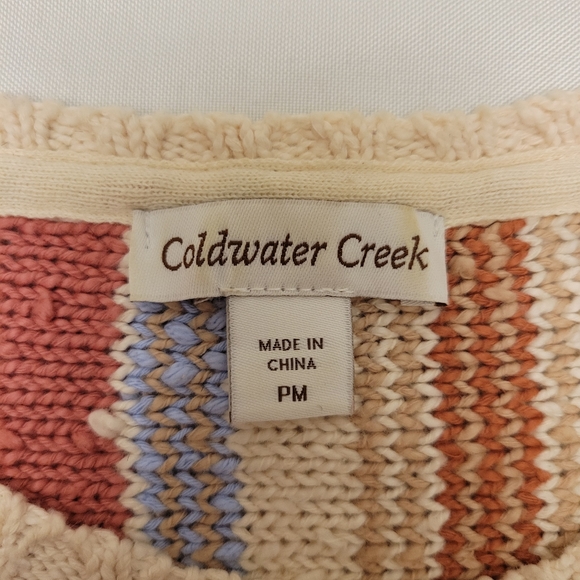 Coldwater Creek Stripe Knit Sweater Beachy Vibes Size PM - Picture 8 of 11
